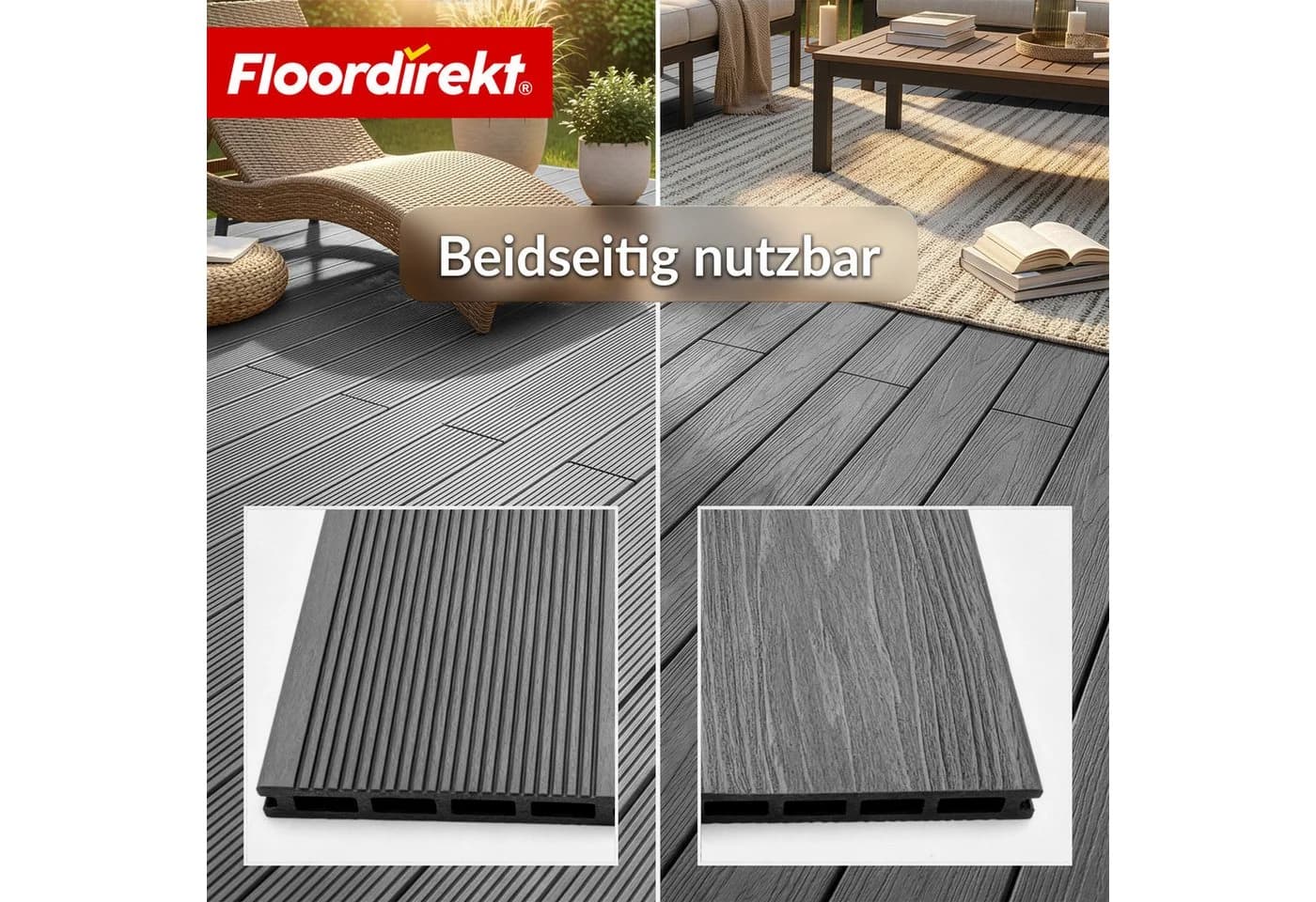 Floordirekt Terrassendielen WPC Komplettset Crown 220cm Holzoptik Schwarz - Bild 5