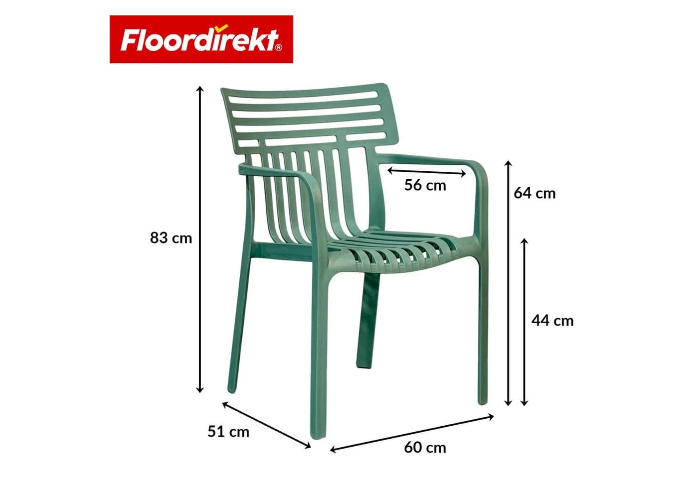 Floordirekt Gartenstuhl Terrano stapelbar grün Kunststoff
