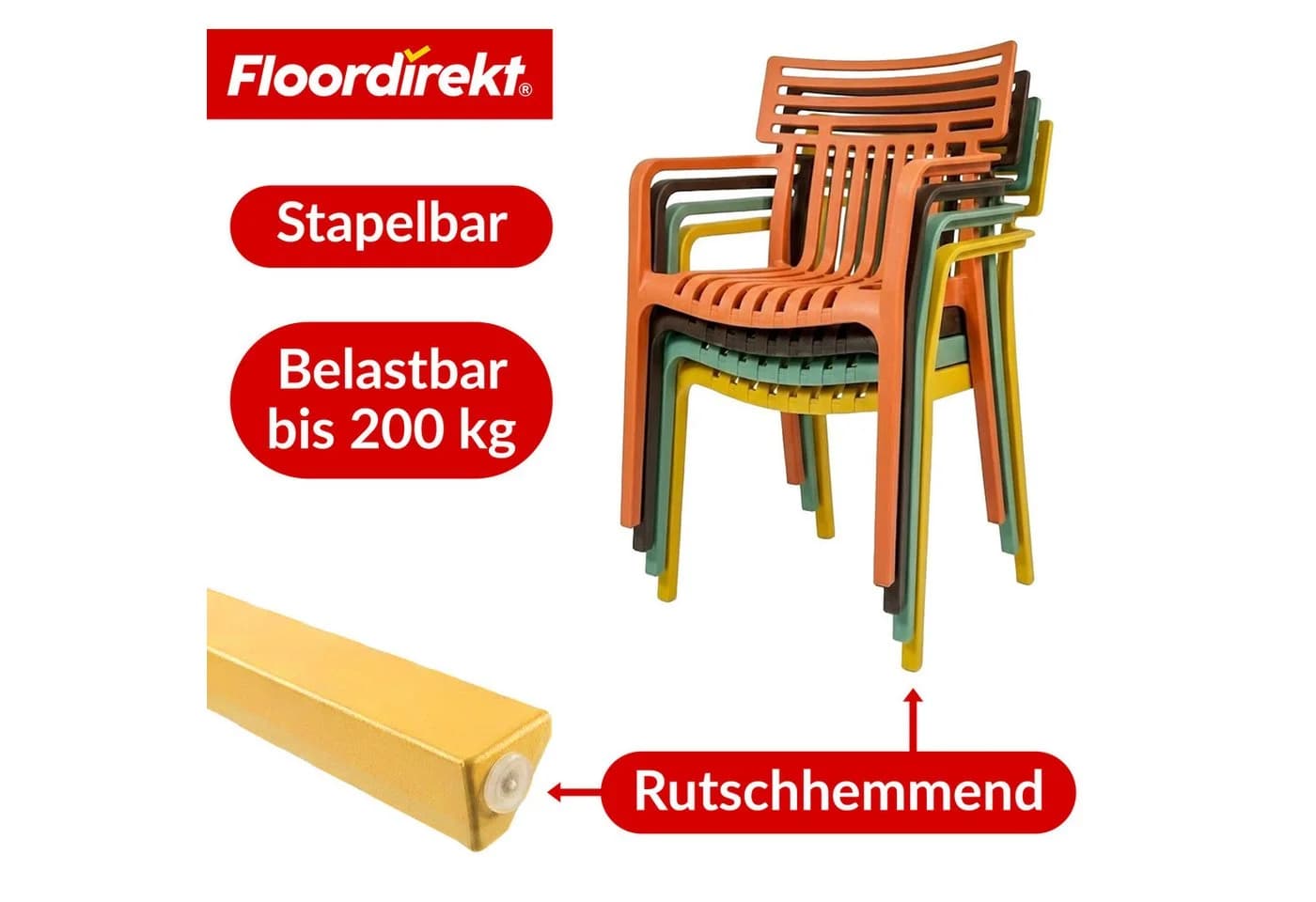 Floordirekt Gartenstuhl Terrano stapelbar grün Kunststoff - Bild 3