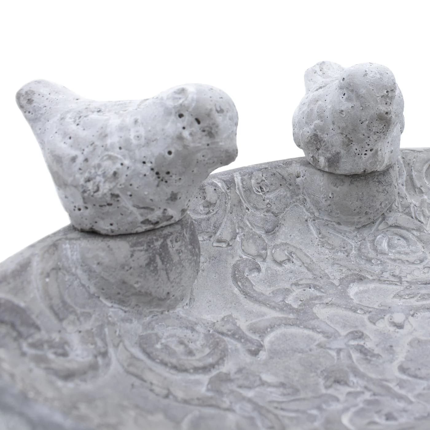 Spetebo Vogeltränke Grau mit Ornamenten und Vogel-Figuren - Bild 5