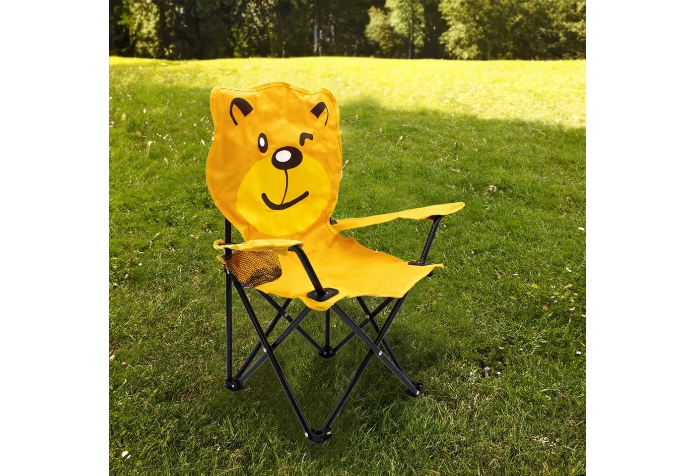 Spetebo Campingstuhl Kinder Campingstuhl mit Getränkehalter, Bär, Gelb - Bild 5