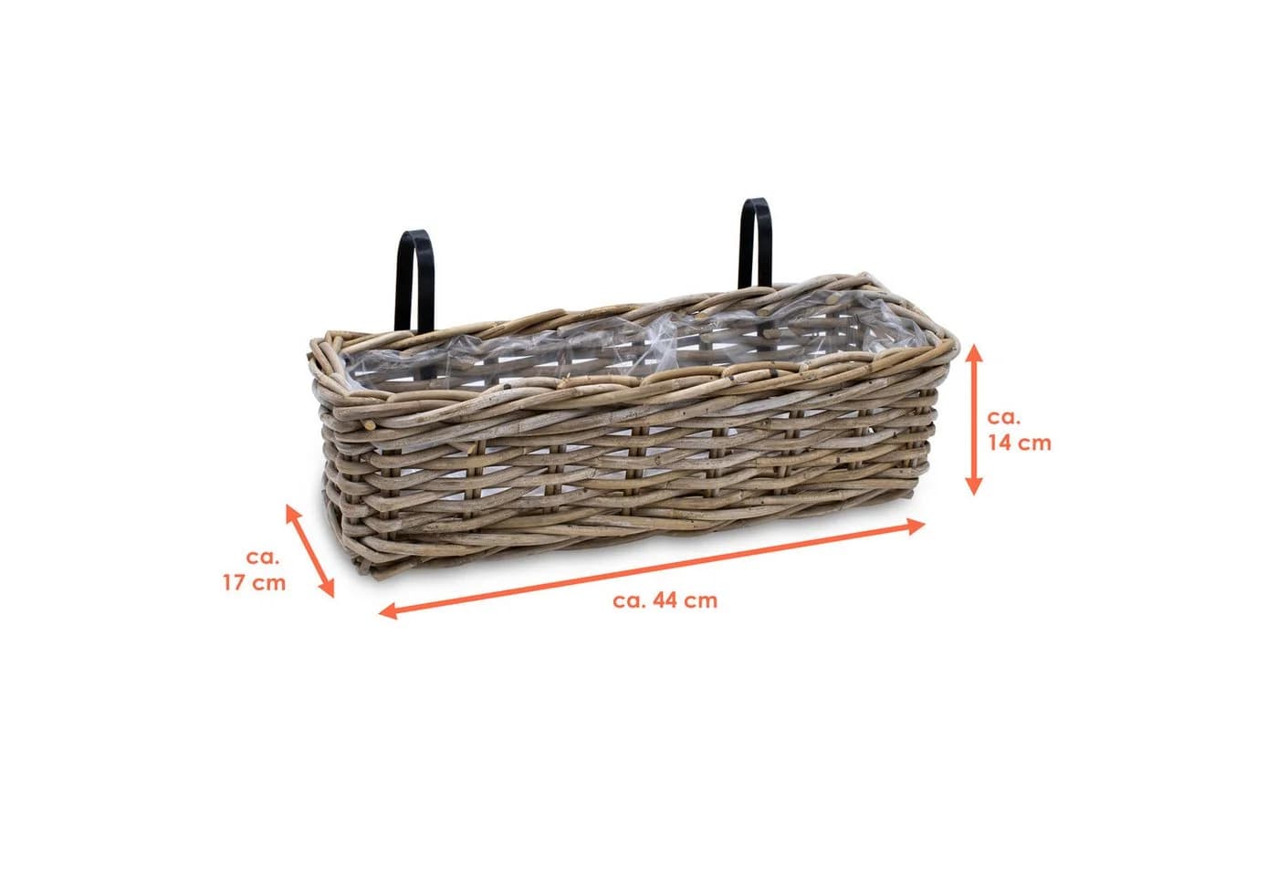 Spetebo Balkonkasten Rattan Set 2 St. Natur Weide Pflanzkorb