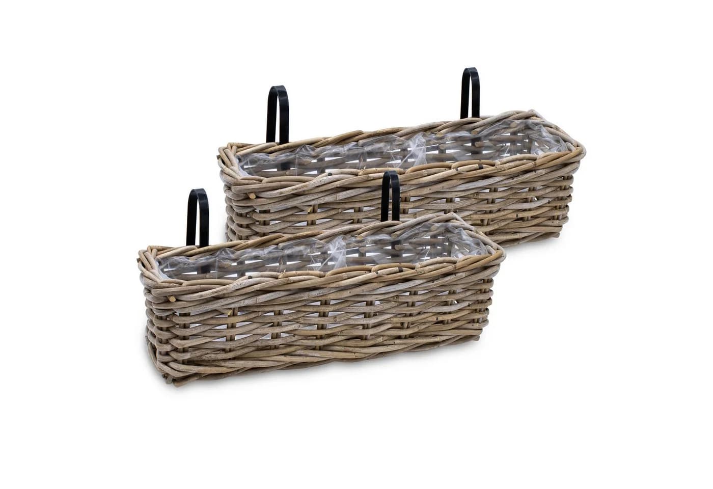Spetebo Balkonkasten Rattan Set 2 St. Natur Weide Pflanzkorb - Bild 2