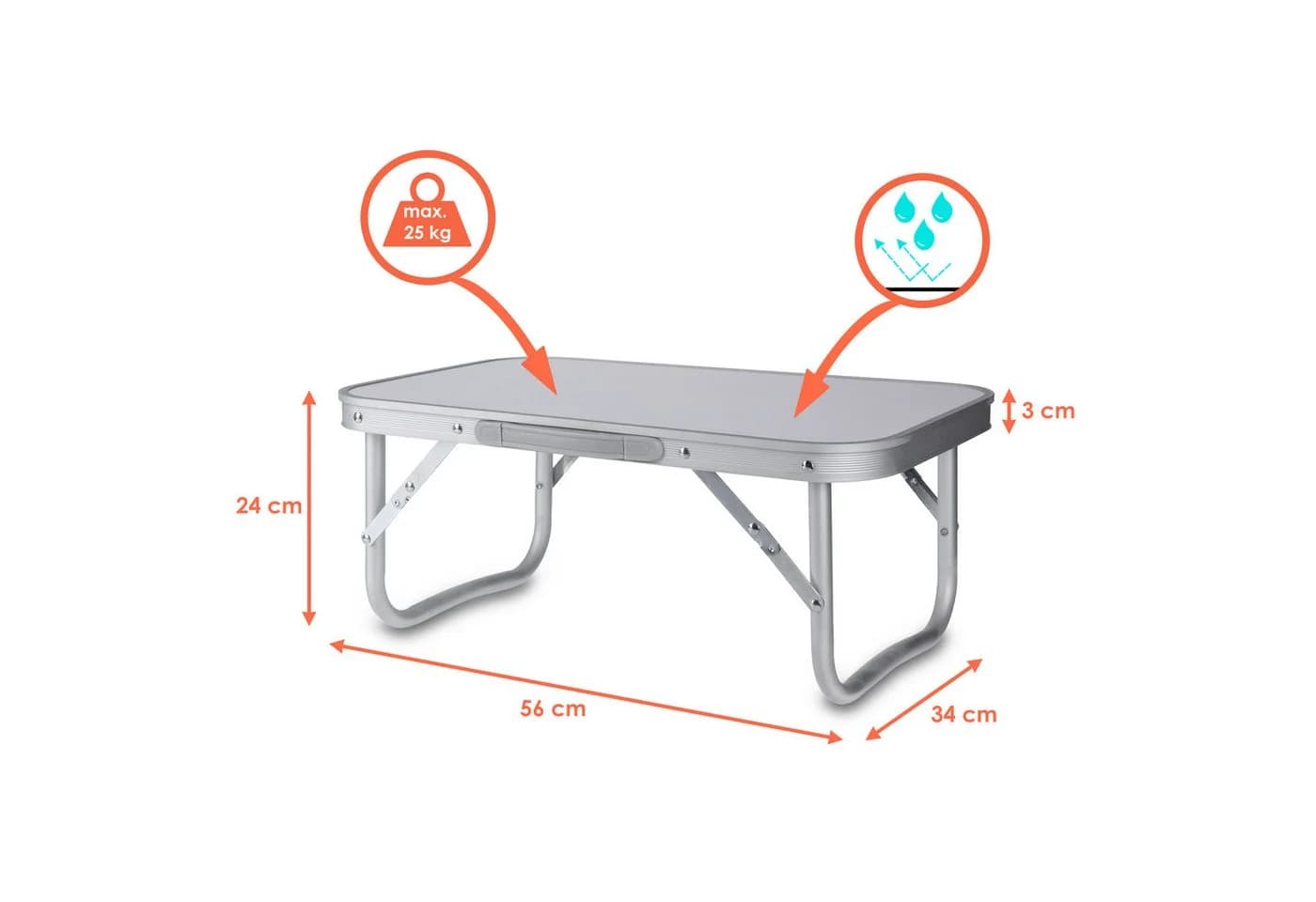 Spetebo Campingtisch Klappbar Aluminium Weiß Silber - Bild 3