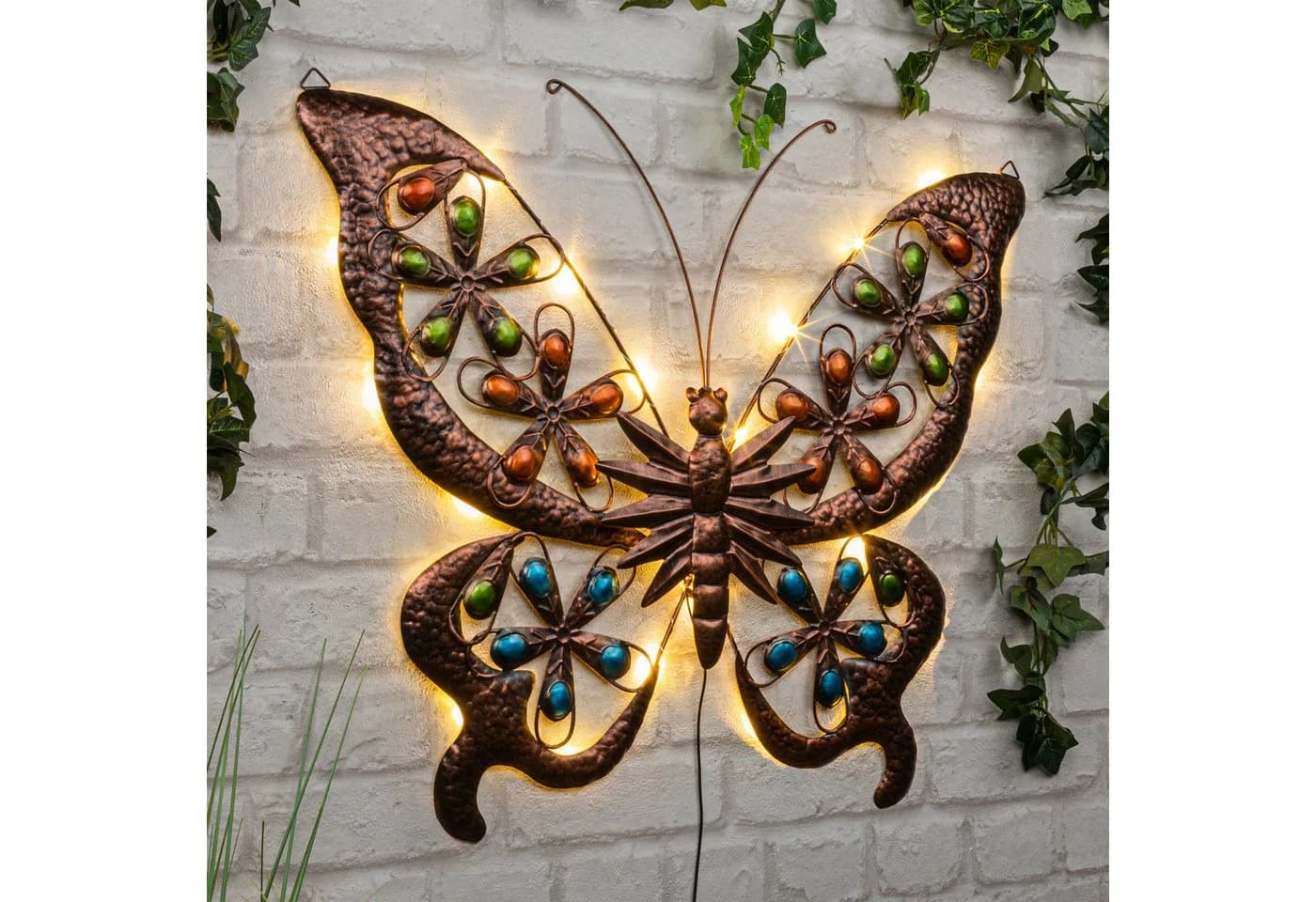 Spetebo Solar Schmetterling Wandbild Bronze mit LED - Bild 2