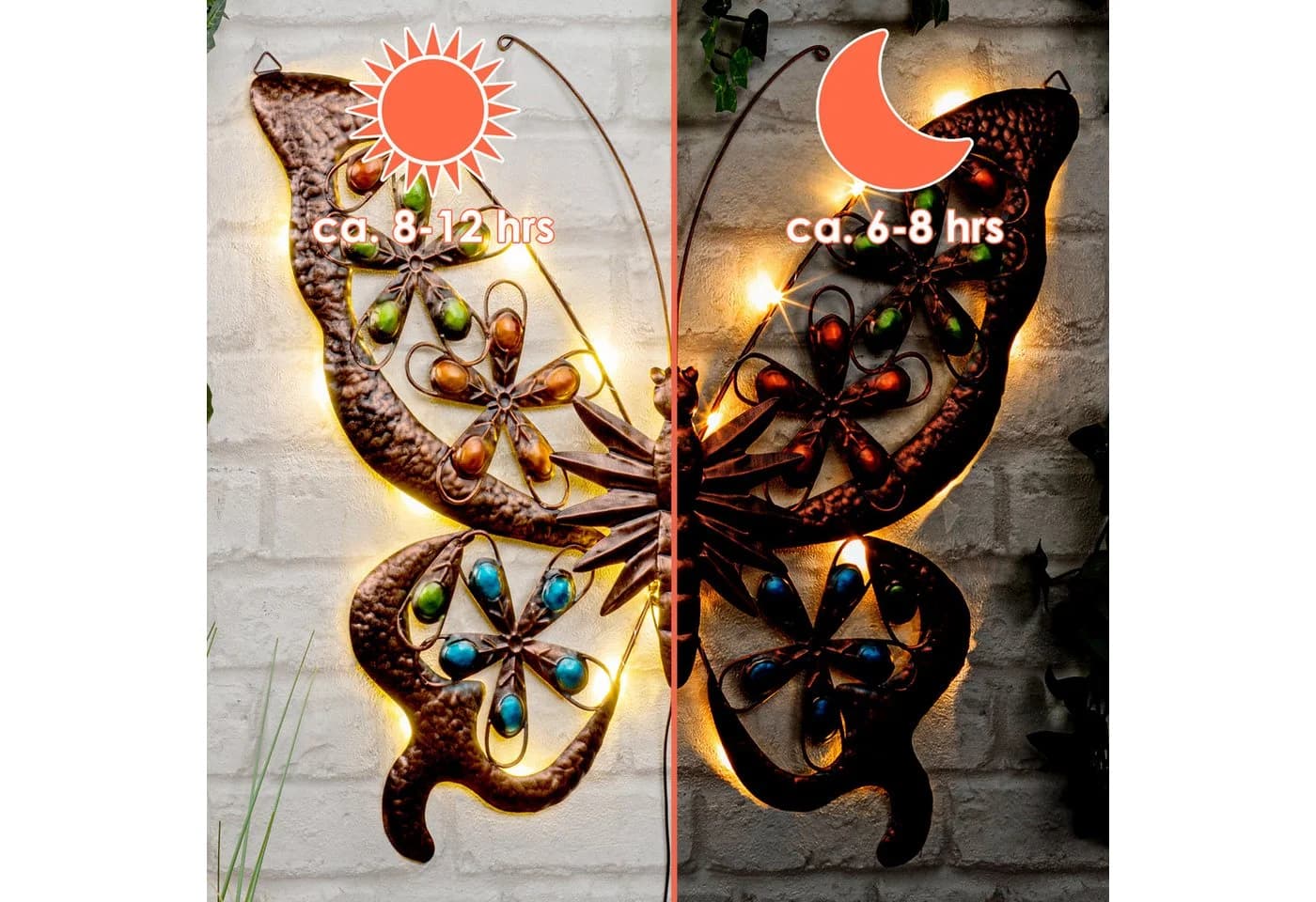 Spetebo Solar Schmetterling Wandbild Bronze mit LED - Bild 4