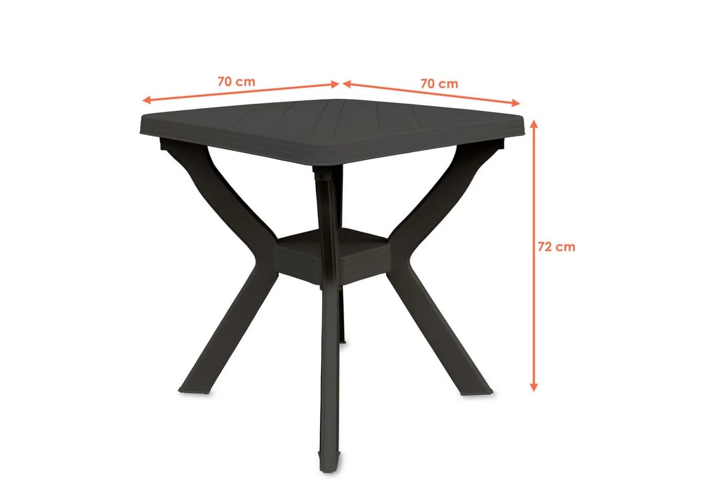 Spetebo Gartentisch Anthrazit Kunststoff Quadratisch 70 cm