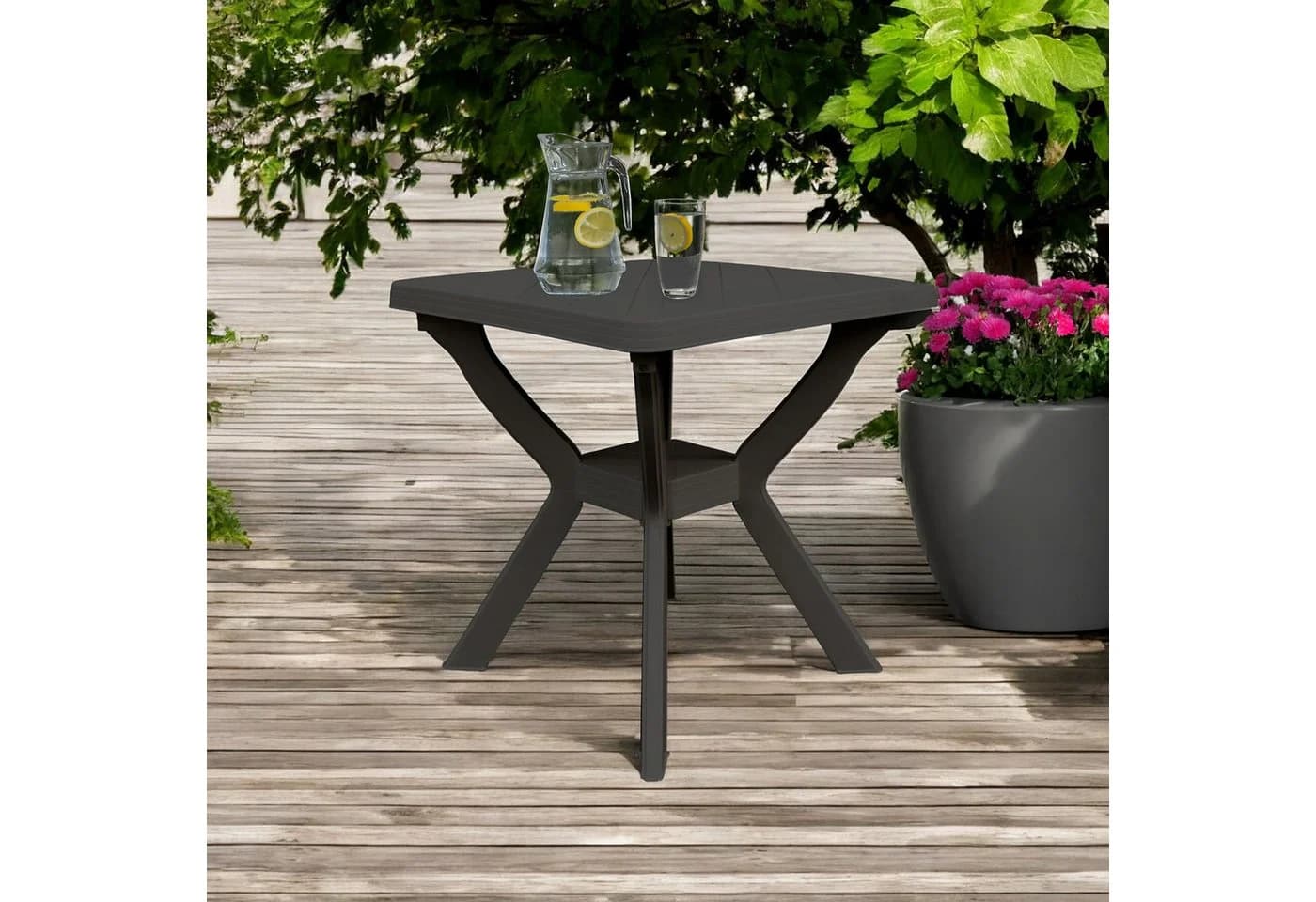 Spetebo Gartentisch Anthrazit Kunststoff Quadratisch 70 cm - Bild 4