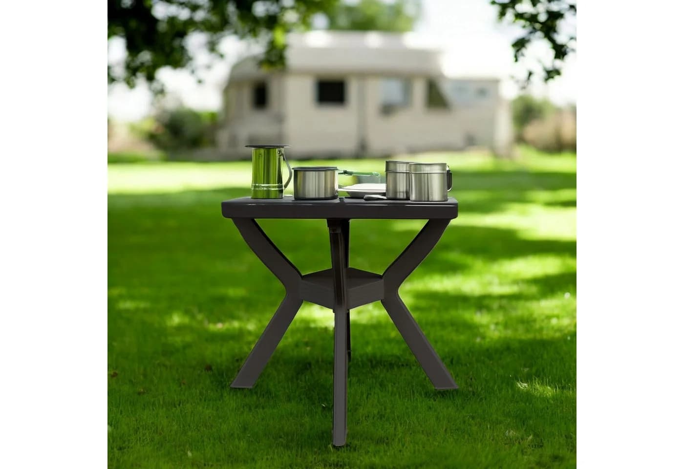 Spetebo Gartentisch Anthrazit Kunststoff Quadratisch 70 cm - Bild 5