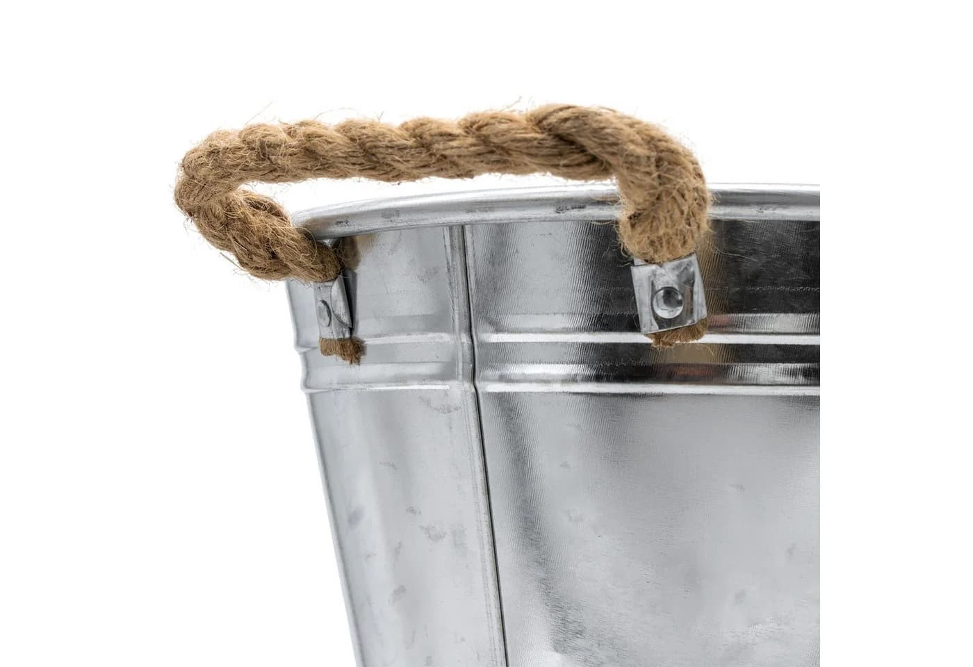 Spetebo Pflanzkübel Zinkwanne silber mit Jute-Griffen - Bild 4