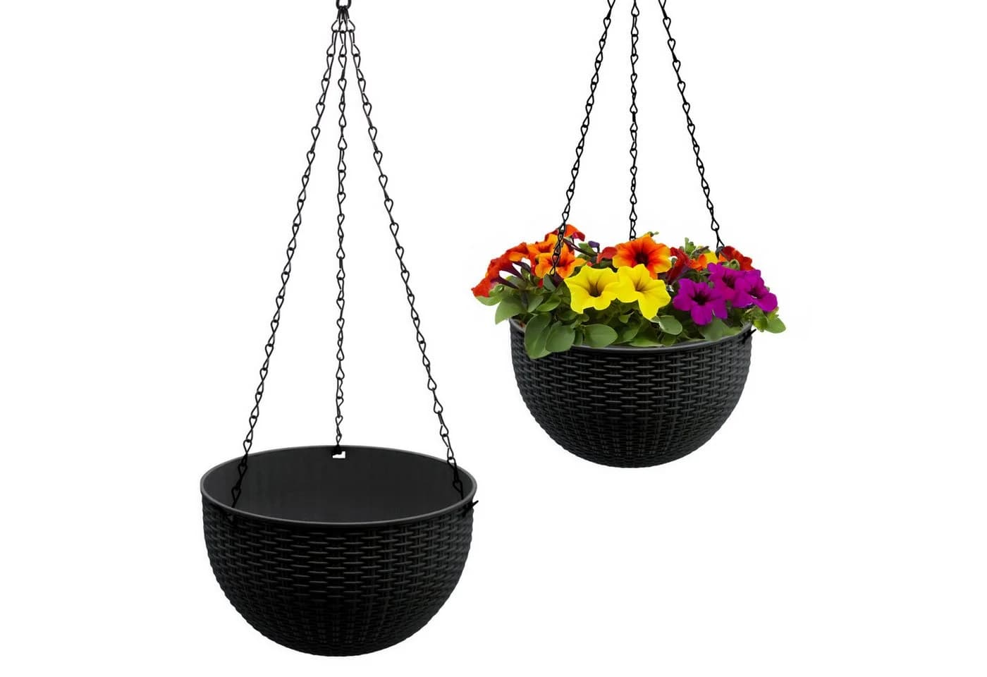 Spetebo Blumenampel Rattan Optik Anthrazit 23cm - 2er Set - Bild 2