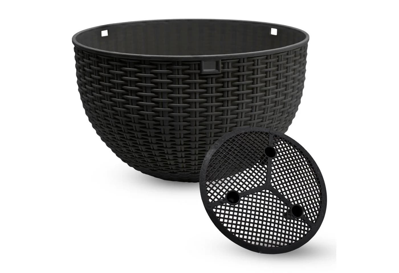 Spetebo Blumenampel Rattan Optik Anthrazit 23cm - 2er Set - Bild 5