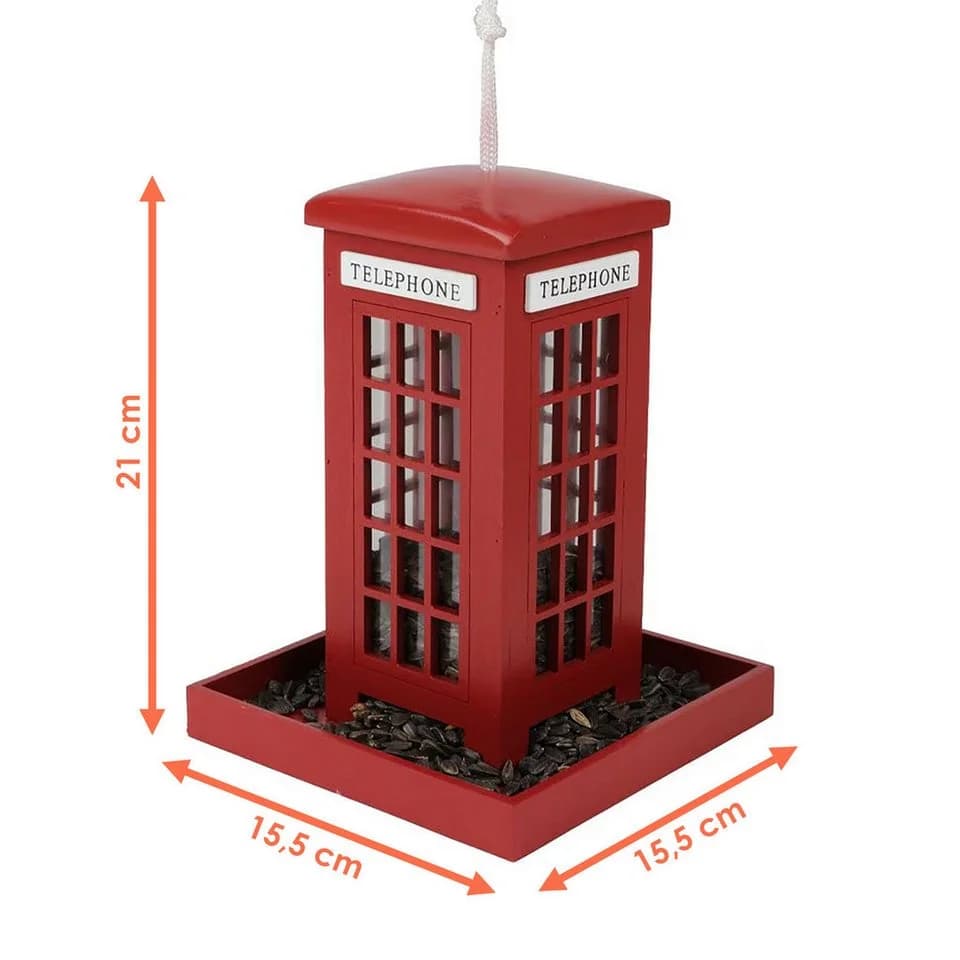 Spetebo Vogel Futterstation Rote Telefonzelle 21x15cm