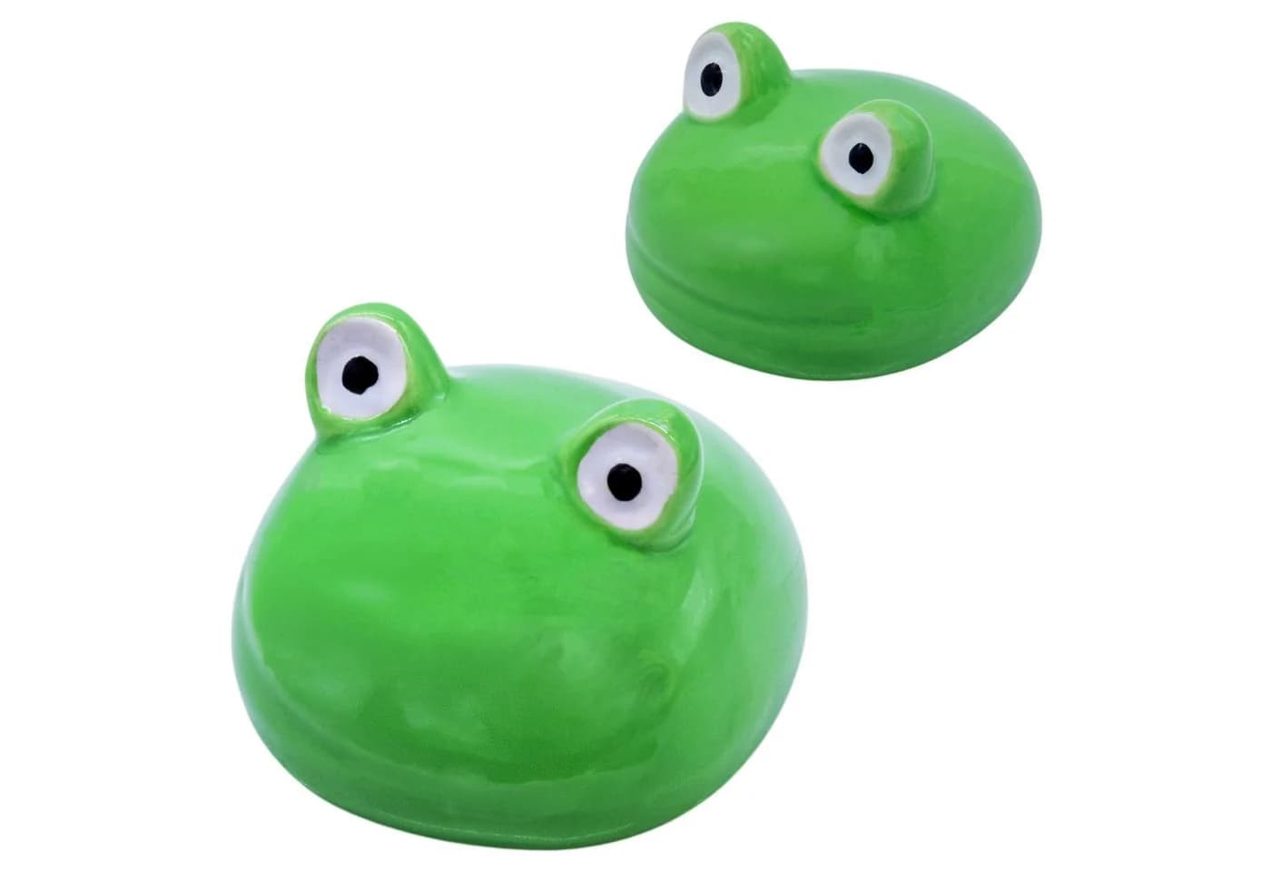 Spetebo Teichfigur Frosch Set 2-tlg. Grün Porzellan Schwimmdeko - Bild 2