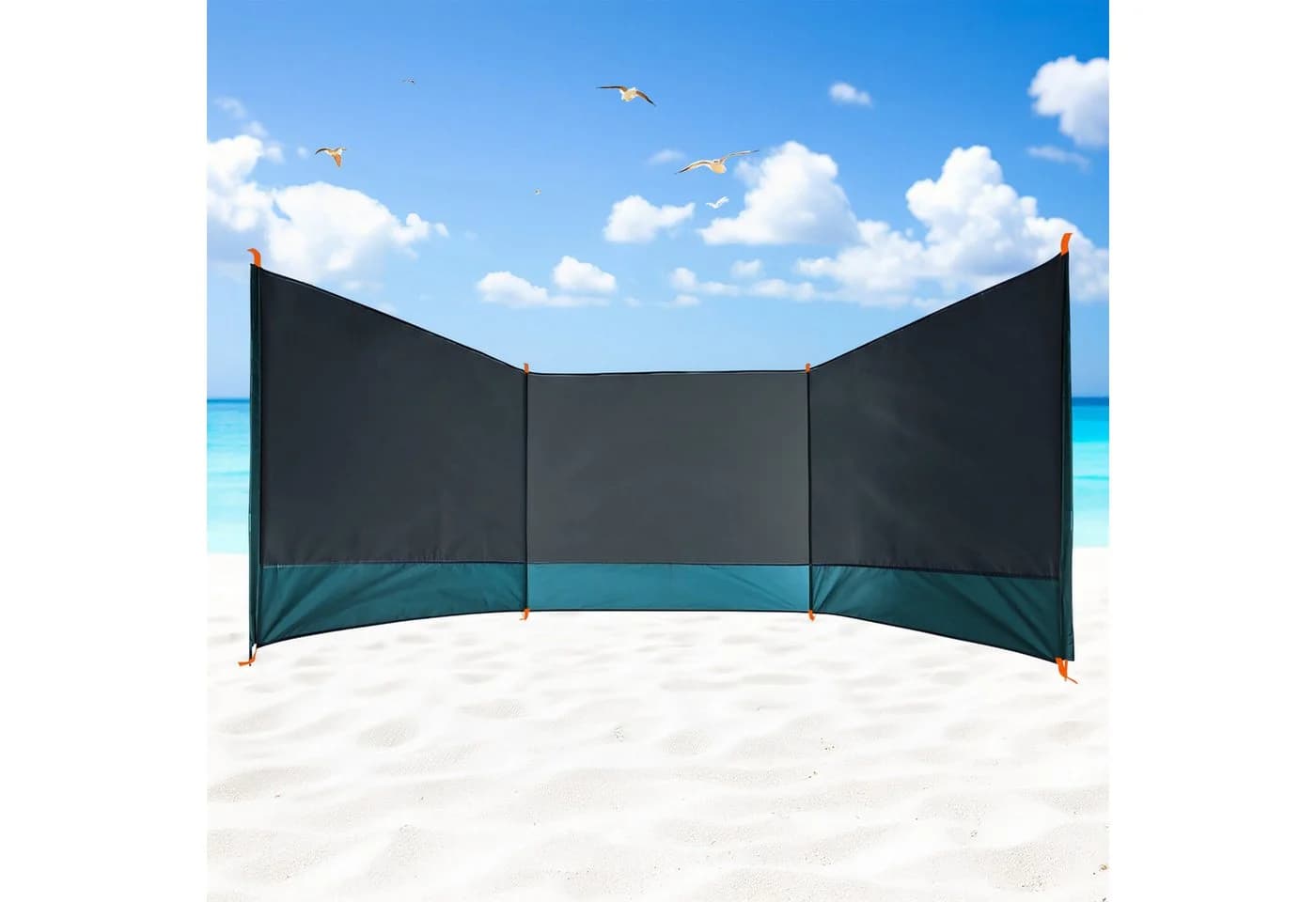 Spetebo Strand Windschutz Grau mit Tragetasche 400x140cm - Bild 2