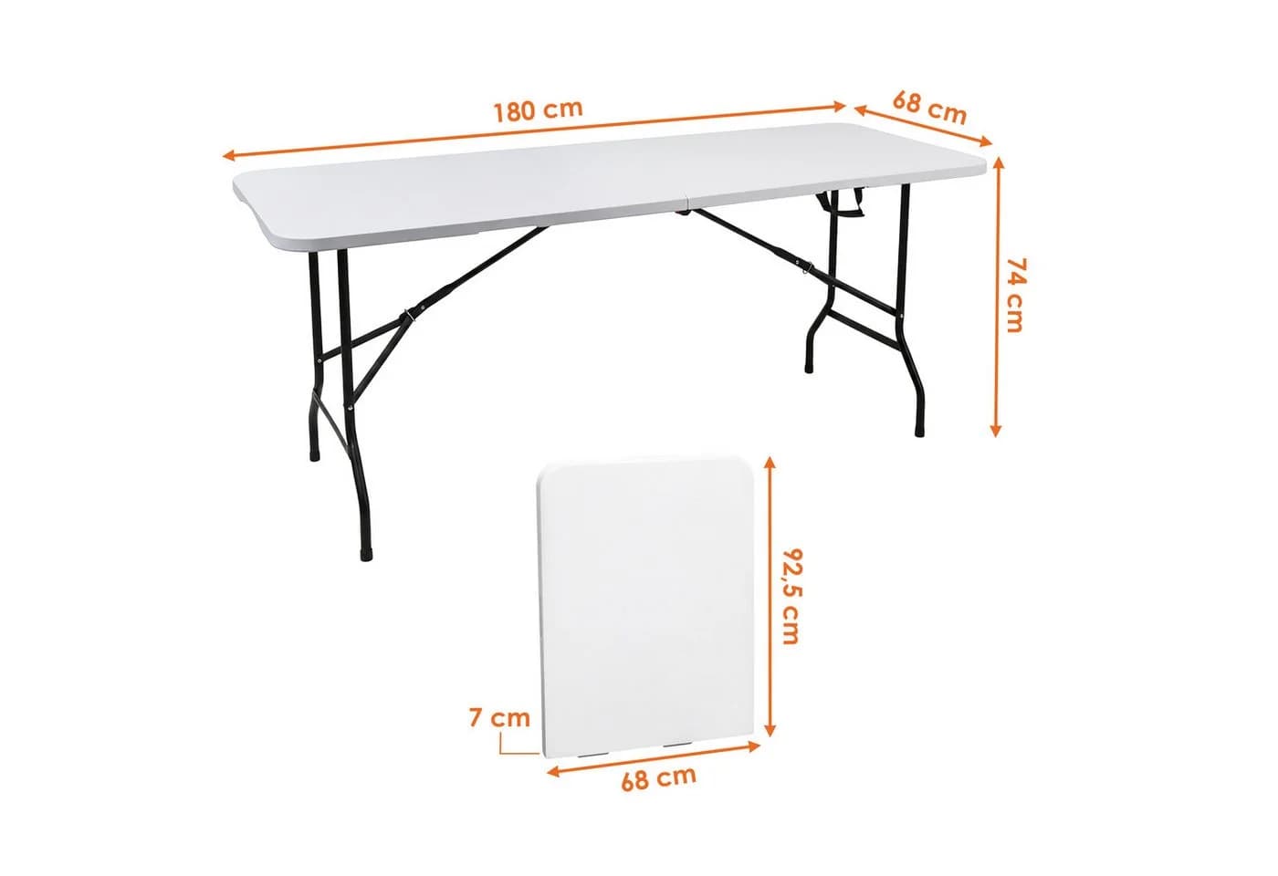 Spetebo Klapptisch XL Weiß Stahlgestell Campingtisch