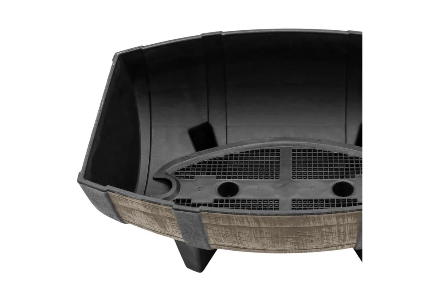 Spetebo Blumentopf Eichenfass Optik Kunststoff Braun Drainage - Bild 4