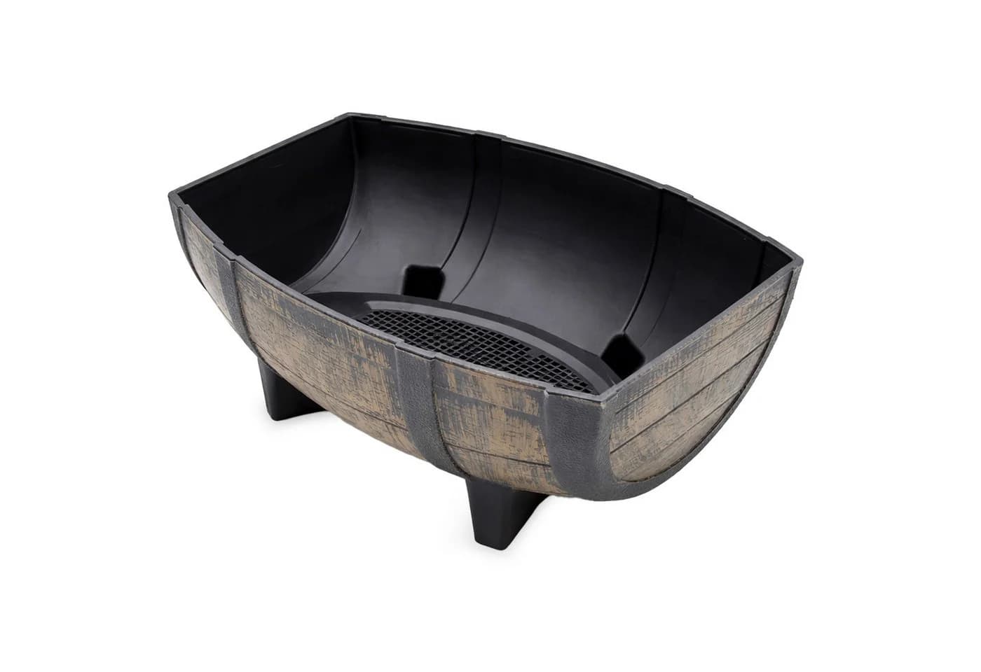 Spetebo Blumentopf Eichenfass Optik Kunststoff Braun Drainage - Bild 5