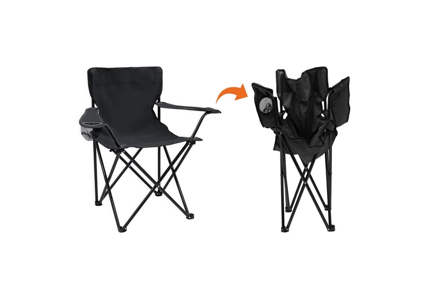 Spetebo Camping-Sitzgruppe 3-teilig Schwarz mit Klapptisch - Bild 4