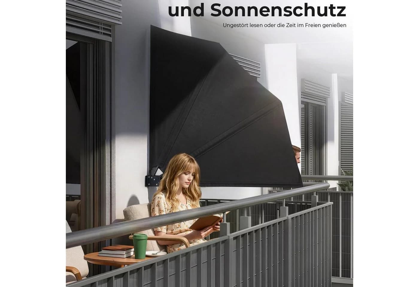 paramondo Sichtschutzfächer Anthrazit mit Wandhalter