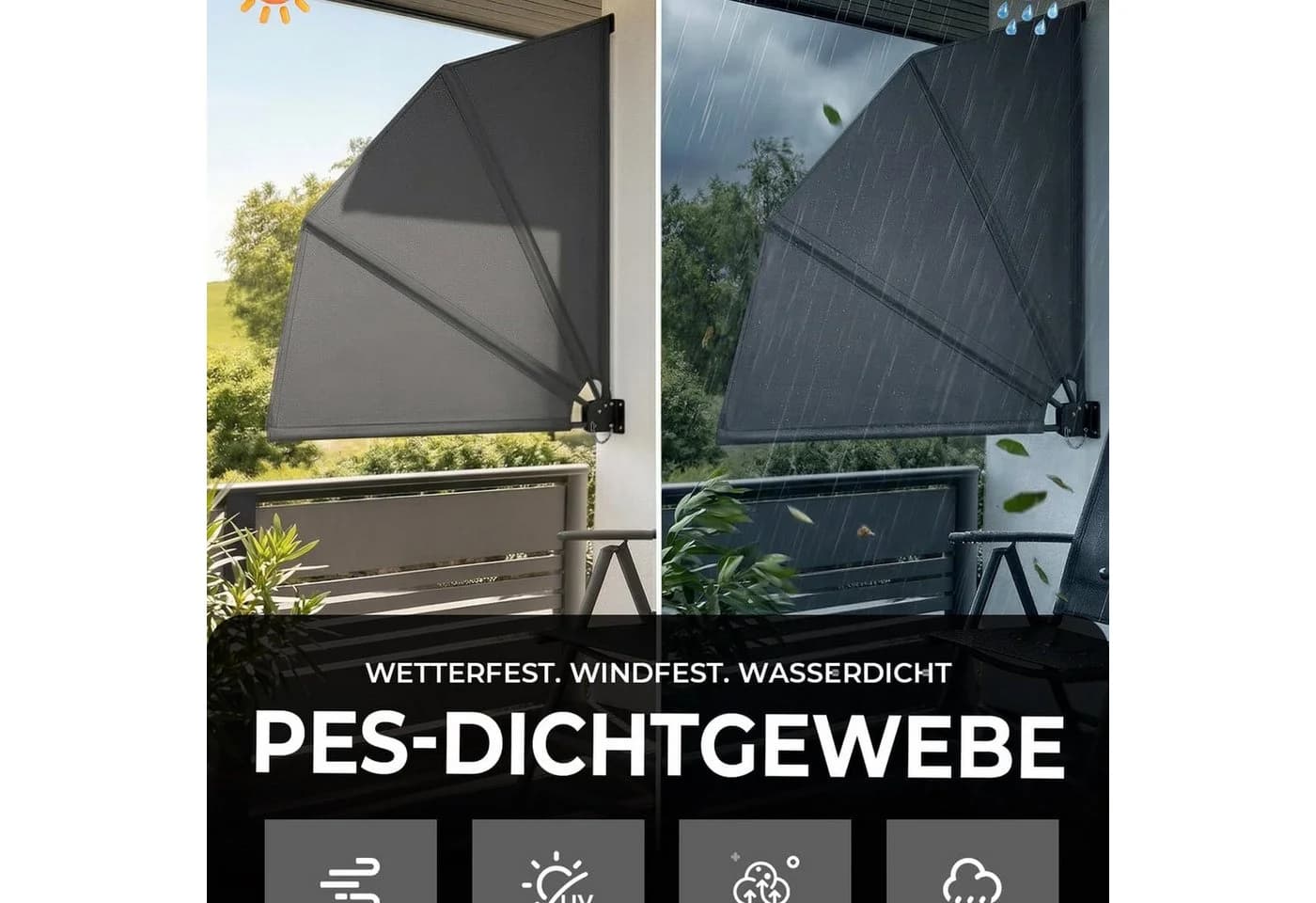 paramondo Sichtschutzfächer Anthrazit mit Wandhalter - Bild 3
