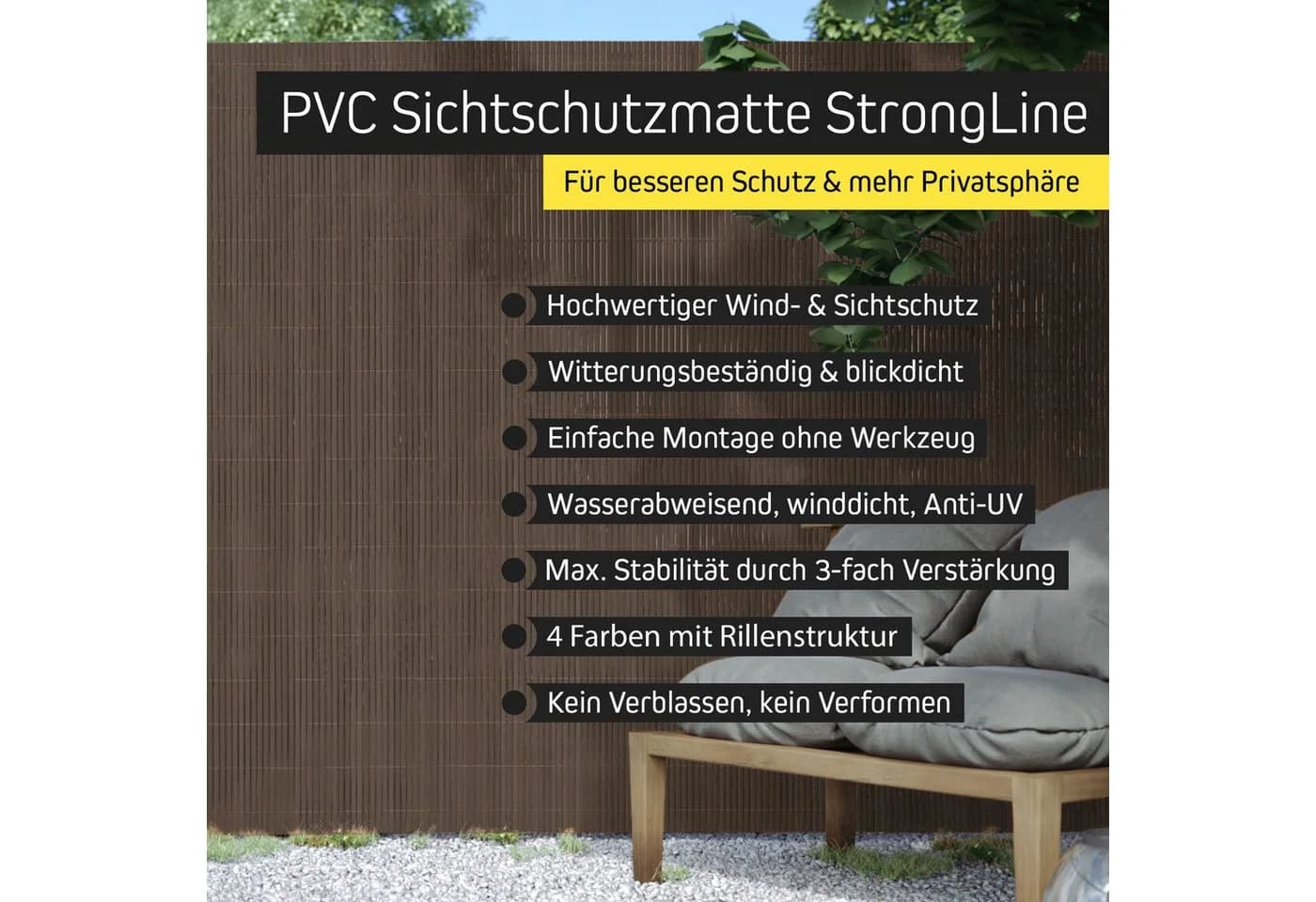 paramondo Sichtschutzmatte PVC StrongLine Braun