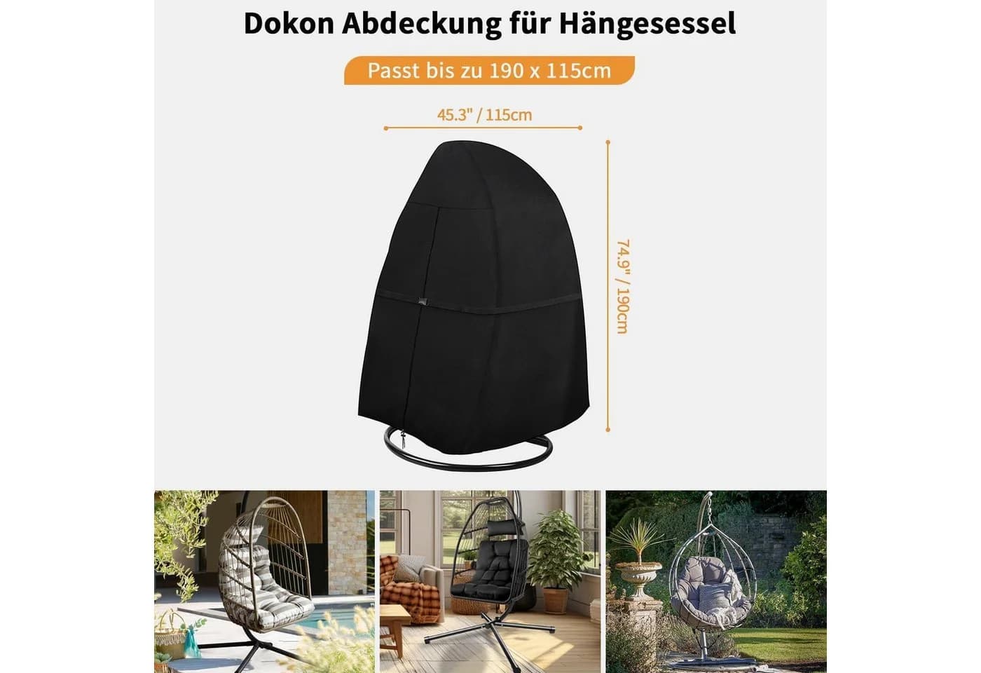 LuxusKollektion Hängesessel Abdeckung 600D Oxford Gewebe Wasserdicht Winterfest UV
