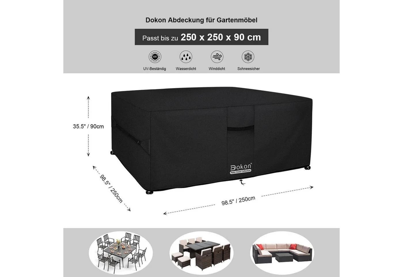 LuxusKollektion Gartenmöbel-Schutzhülle Wasserdicht Schwarz 250x250x90cm
