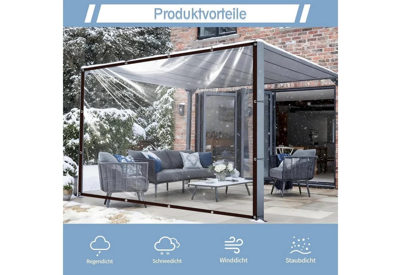 LuxusKollektion Schutzplane Transparent Wasserdicht mit Ösen