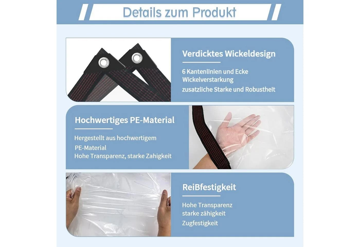 LuxusKollektion Schutzplane Transparent Wasserdicht mit Ösen - Bild 4