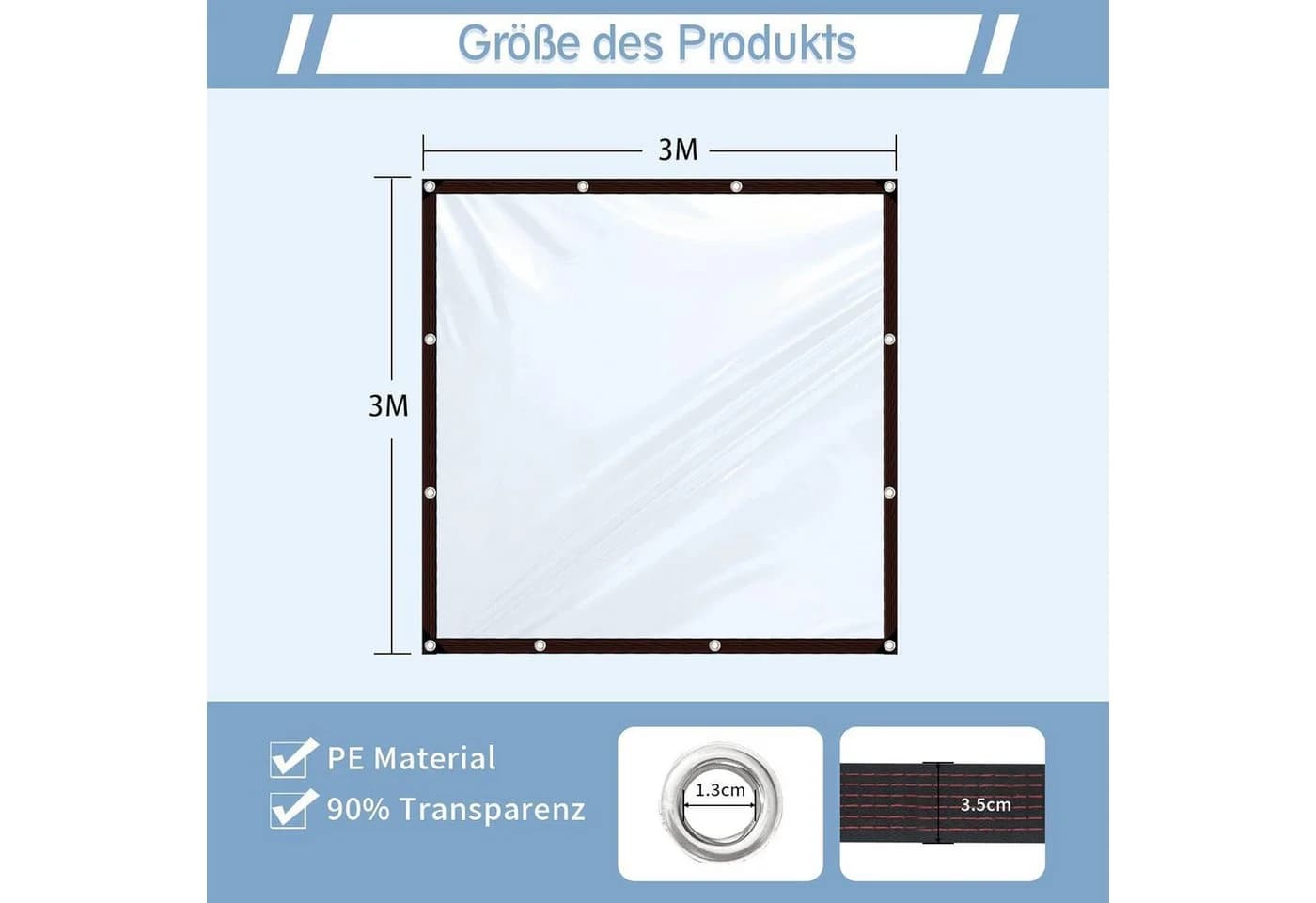LuxusKollektion Schutzplane Transparent Wasserdicht mit Ösen - Bild 5