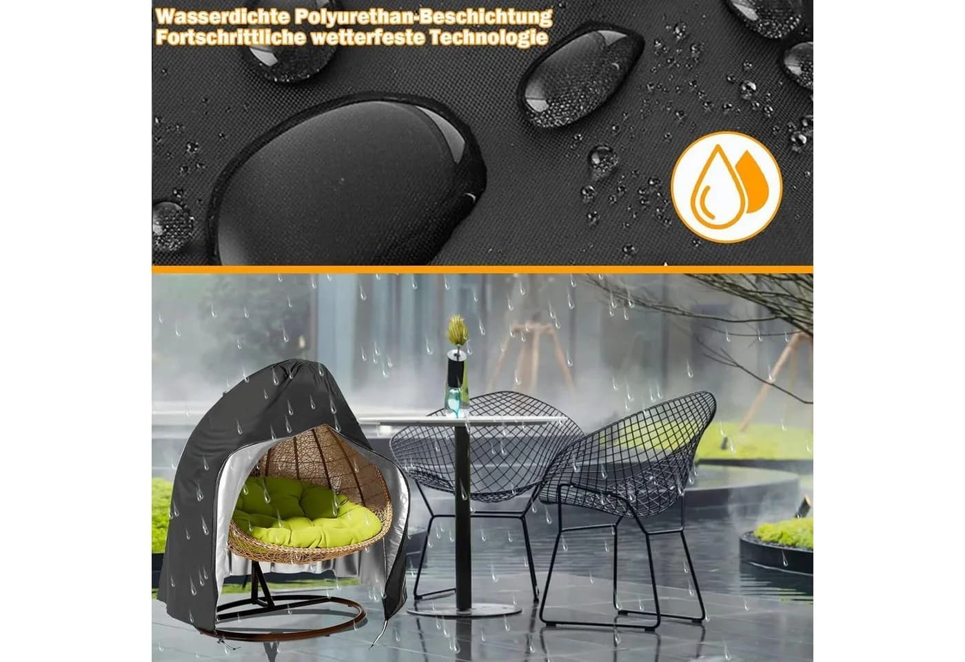 LuxusKollektion Gartenmöbel-Schutzhülle Schwarz 230x200cm wasserdicht - Bild 4