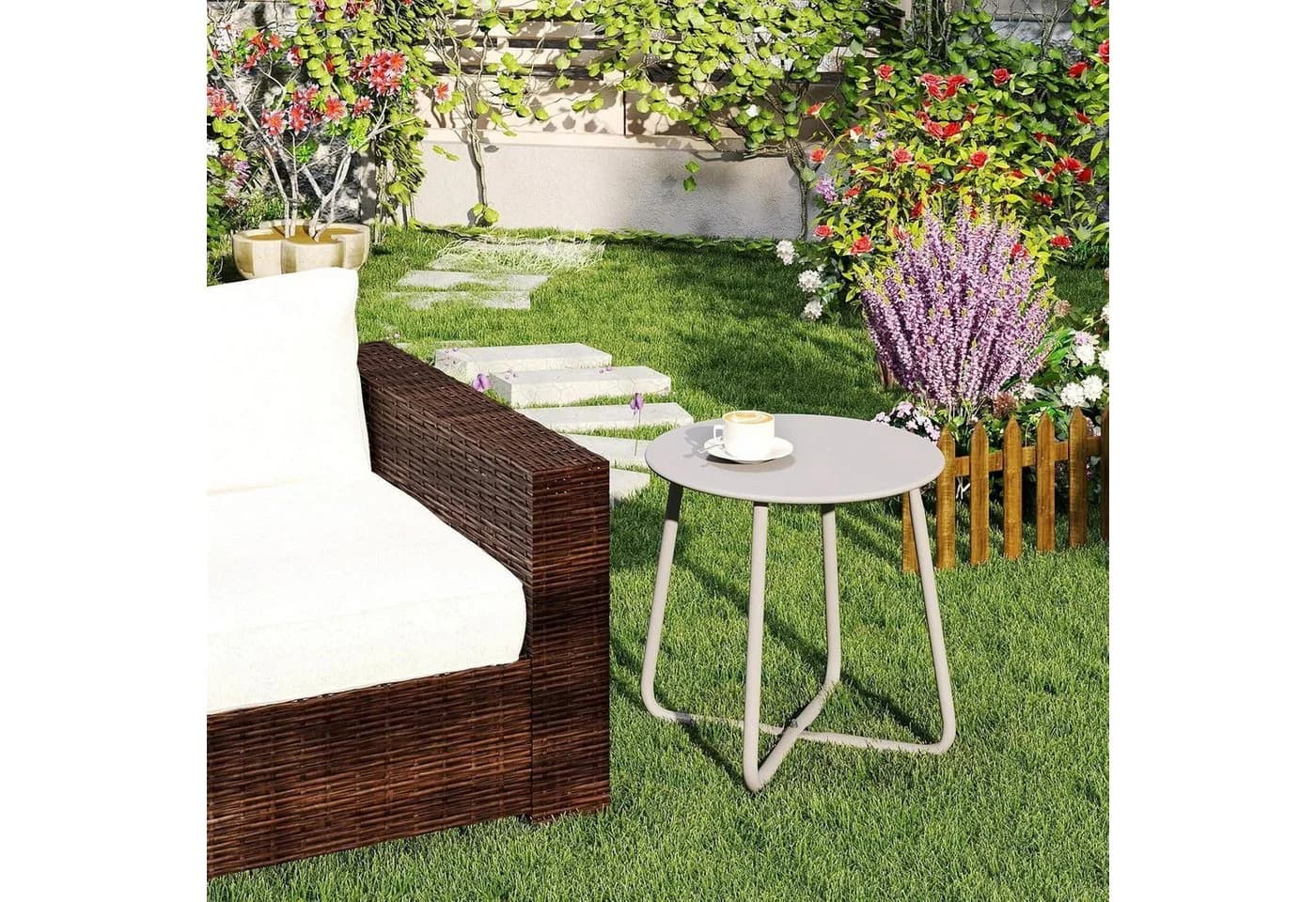 LuxusKollektion Beistelltisch Grau Pulverbeschichteter Stahl - Bild 4