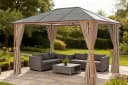 Pavillon KONIFERA "Aruba" Beige Aluminiumgestell Polycarbonat-Dach Bild 2