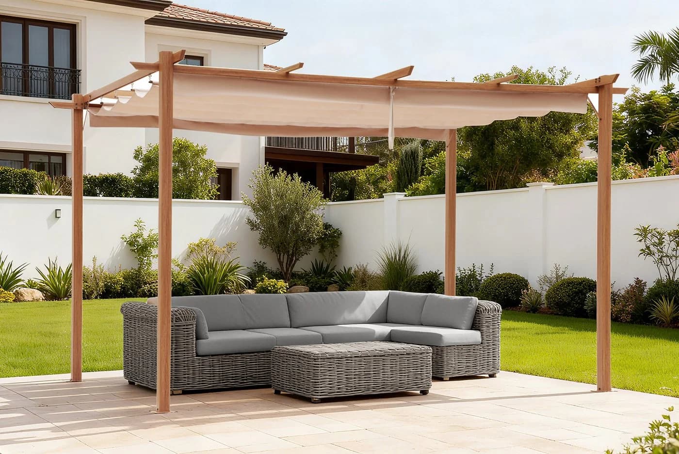 KONIFERA Pavillon Pergola Tilos - Flachdachpergola mit Raffdach - Bild 2