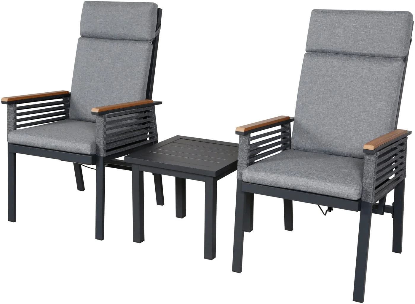 Balkonset KONIFERA Edessa Komfort Dunkelgrau Aluminium