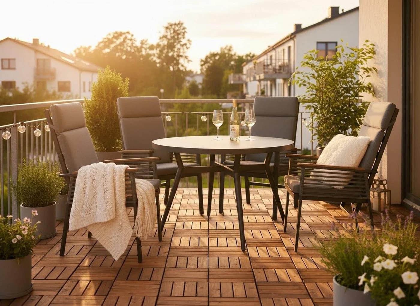 Garten-Essgruppe KONIFERA "Edessa Komfort" Dunkelgrau Aluminium 4 Sessel 1 Tisch - Bild 2