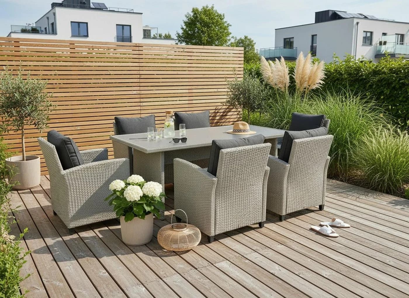 Konifera Garten-Essgruppe Amsterdam 6-Sitzer Polyrattan Grau - Bild 2