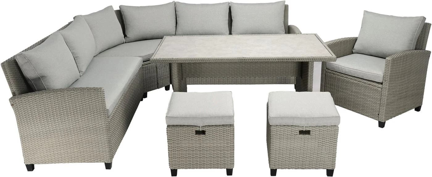 Gartenlounge-Set KONIFERA Keros Premium XL Polyrattan Stahl