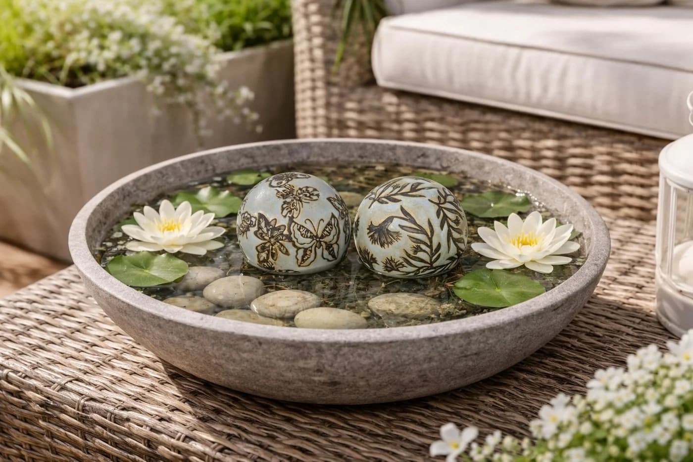 finehomegarden Schwimmkugeln Porzellan Set 3 Größen Hellblau