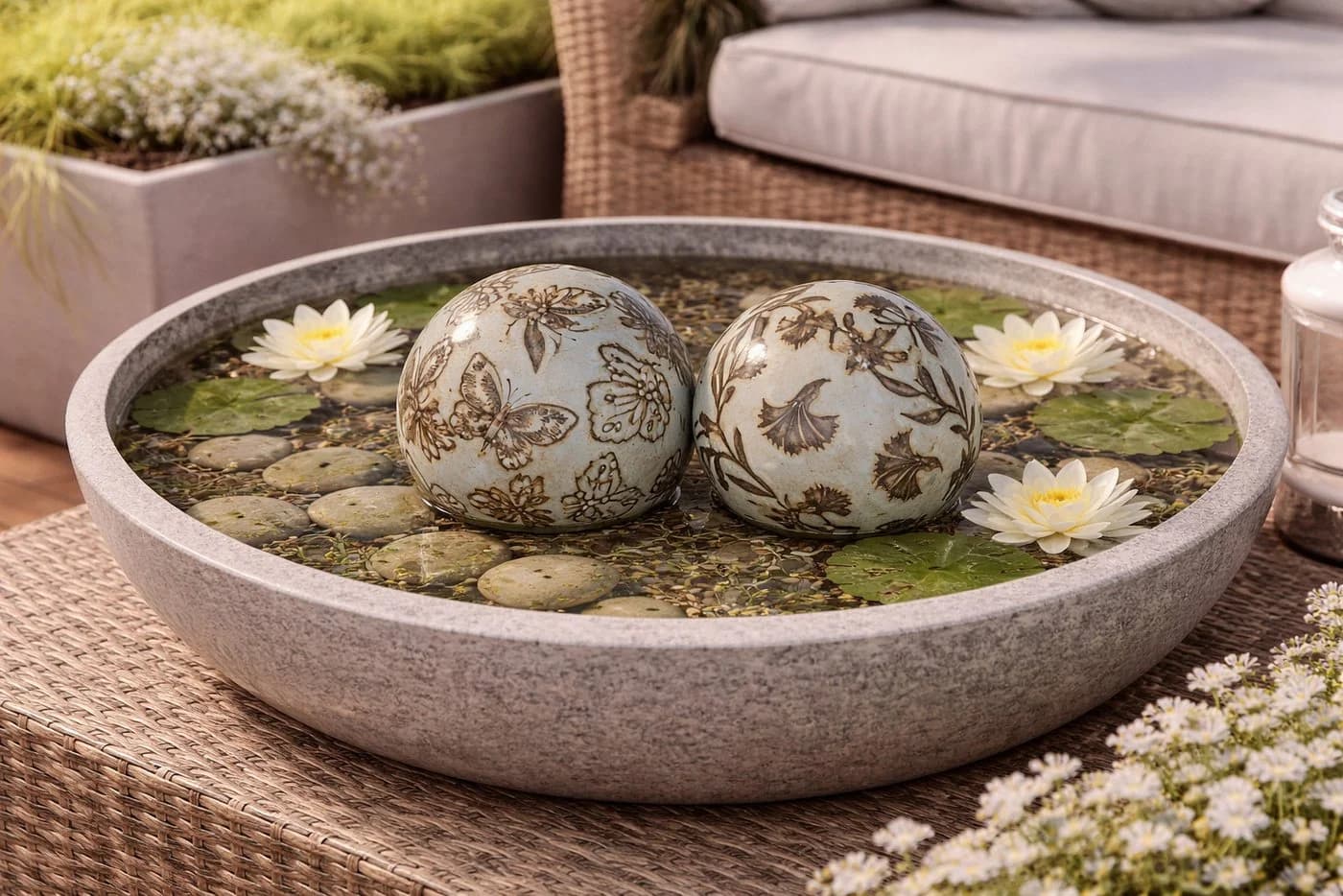 finehomegarden Schwimmkugeln Porzellan Set 3 Größen Hellblau - Bild 4