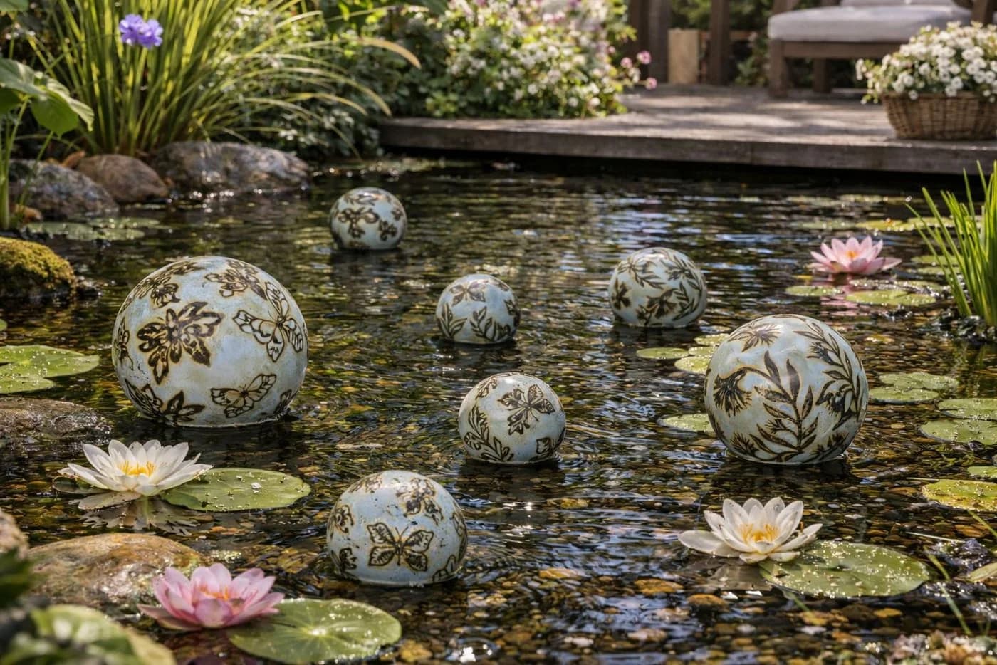finehomegarden Schwimmkugeln Porzellan Set 3 Größen Hellblau - Bild 5
