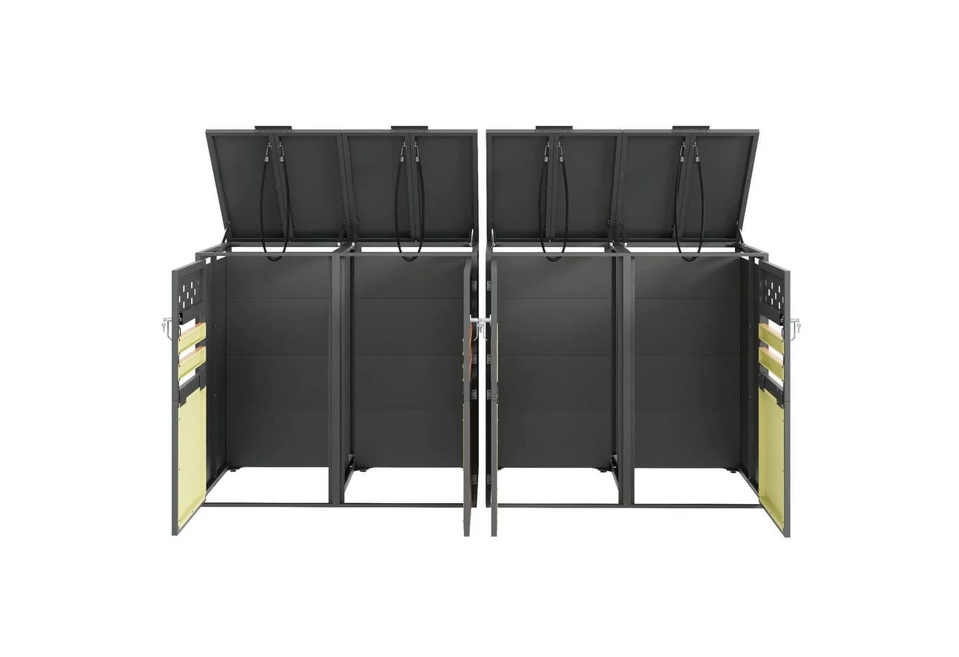 OKWISH Mülltonnenbox 4 Fächer Grau Klappdeckel Stahl - Bild 5