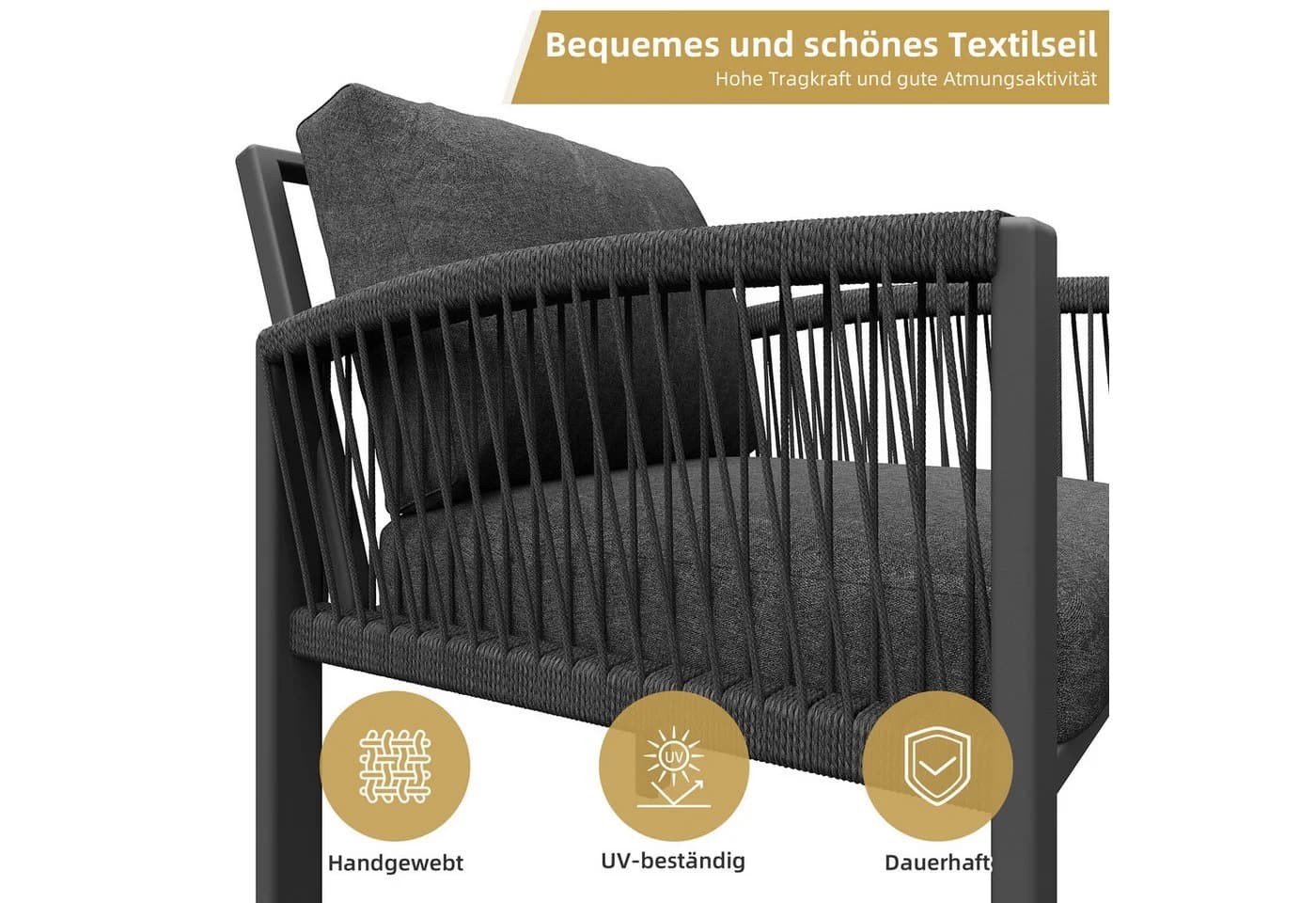 Modernes Gartenlounge-Set aus verzinktem Eisen und Holz - Bild 5