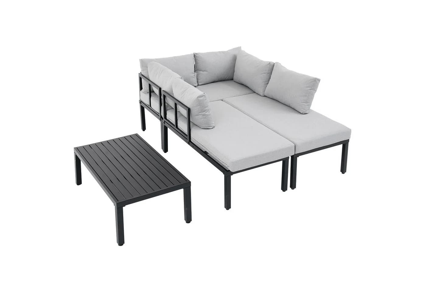 REDOM Gartenlounge-Set 6-Sitzer Grau Verzinkter Eisenrahmen Modul