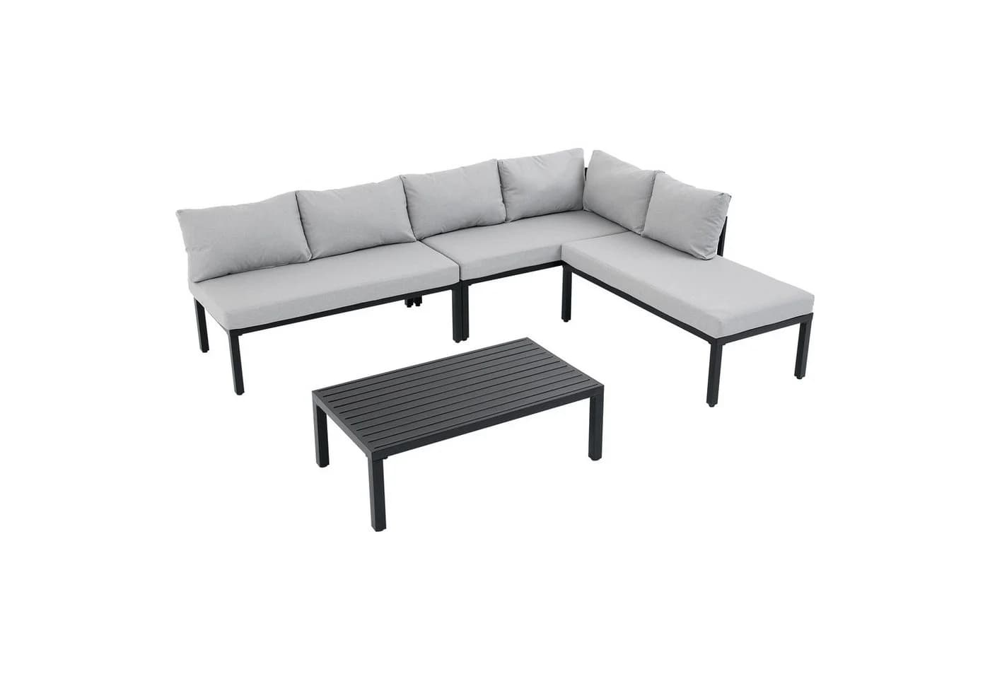 REDOM Gartenlounge-Set 6-Sitzer Grau Verzinkter Eisenrahmen Modul - Bild 2