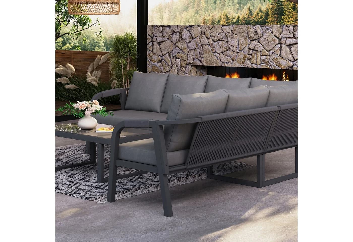 HAUSS SPOLE Gartenlounge-Set Grau für 6 Personen mit Couchtisch - Bild 4
