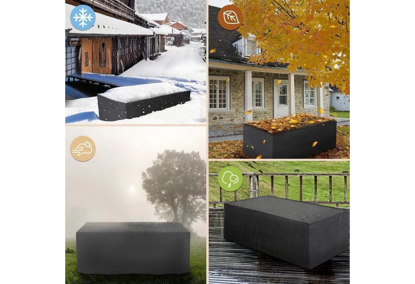 LuxusKollektion Gartenmöbel-Schutzhülle Schwarz 420D Oxford Wasserdicht - Bild 5