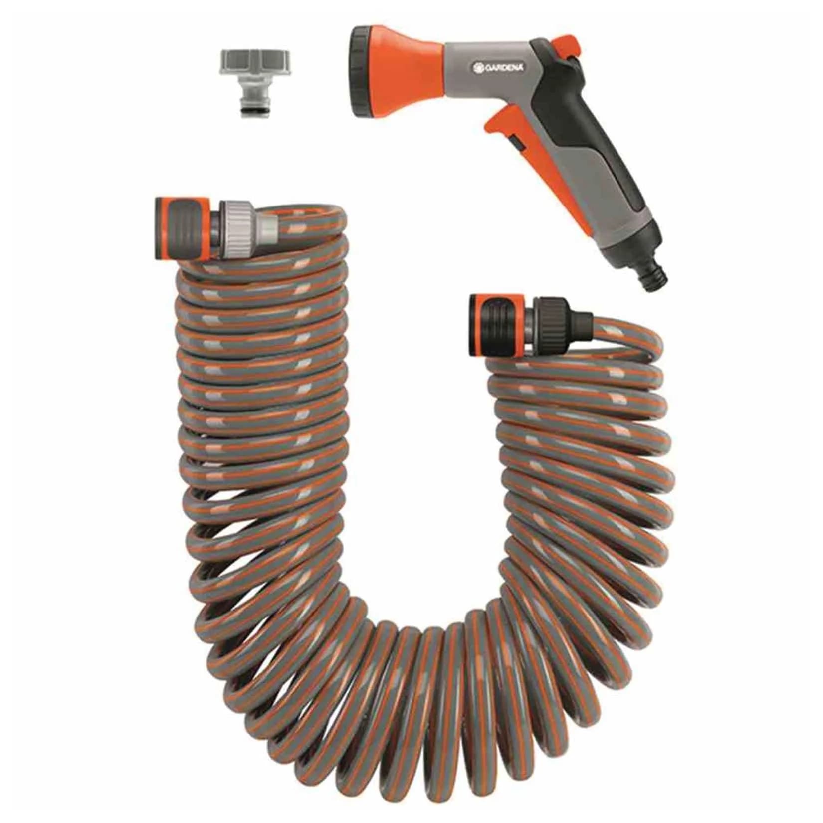 Gardena Spiralschlauch-Set 10 Meter Grau/Orange mit Brause