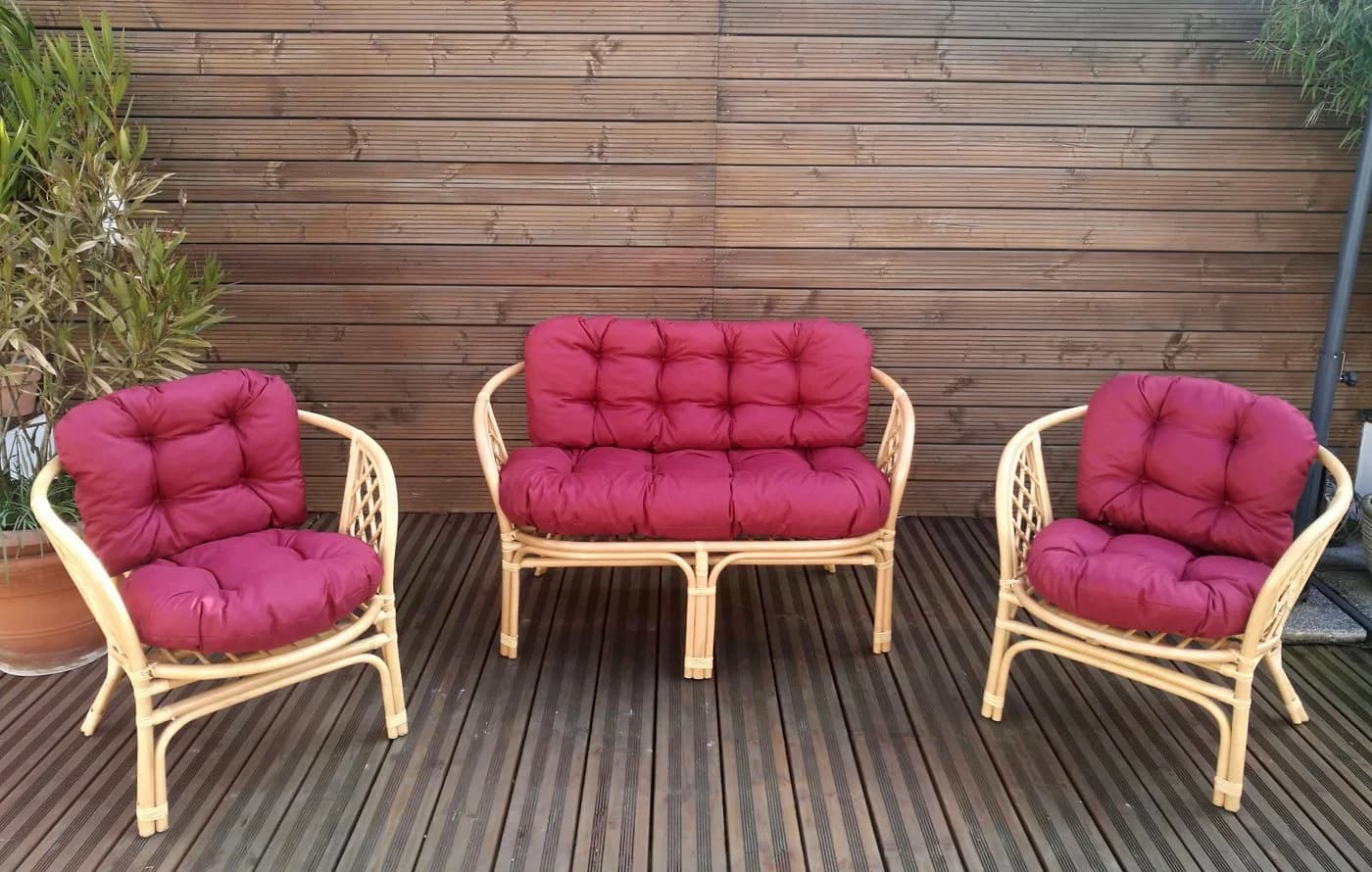 Mayaadi Home 6-tlg. Auflagekissen Set Bordeaux für Gartenbank Rattangarnitur - Bild 5